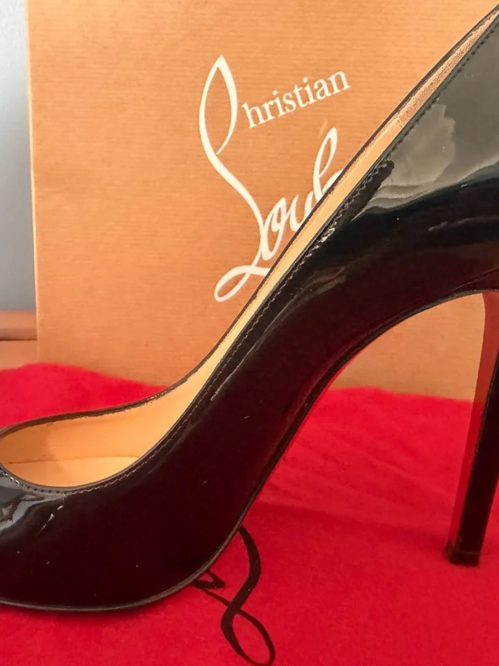 Christian Louboutin Fifille 100 Black Patent Pumps EU 37 US 7
